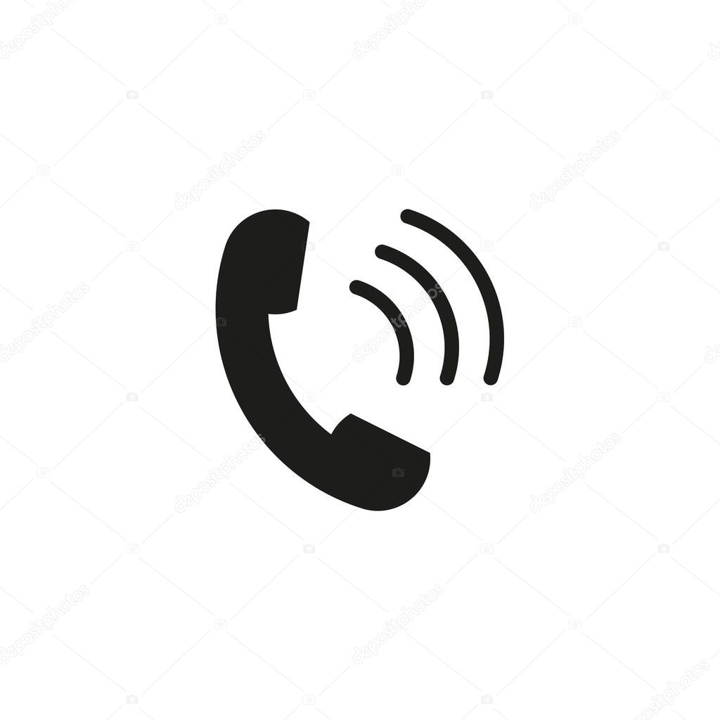Black handset icon. Communication, internet concept. Speaker icon. Call symbol. Vector illustration. stock image. EPS 10.