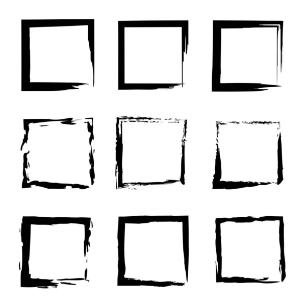 Grunge Squares Bordure Décorative Tache Pinceau Encre Illustration Vectorielle Image — Image vectorielle