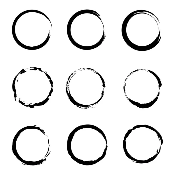 Grunge Kreise Kreisrahmen Gesetzt Runde Form Vektorillustration Archivbild Eps — Stockvektor