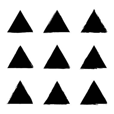 El çizimi stilinde grunge üçgeni. Üçgenleri fırçala. Vektör çizimi. Stok görüntüsü. EPS 10.