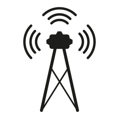 Mobil kule simgesi. İnternet iletişimi. Küresel ağ Radyo istasyonu sinyali. Vektör çizimi. Hisse senedi. EPS 10.