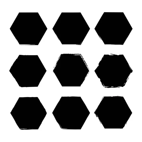 Hexagones Brosse Rétro Texture Brosse Ensemble Cadre Circulaire Fond Texture — Image vectorielle