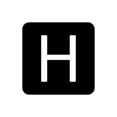 Beyaz h siyah kareli ikon. İş iletişimi kavramı. Vektör çizimi. Hisse senedi. EPS 10.