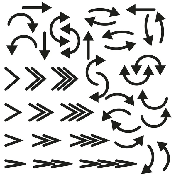 Des Flèches Noires Différentes Icône Symbole Différentes Flèches Dans Style — Image vectorielle