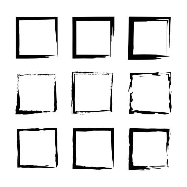 fırça kareleri. Boya fırçası lekesi. Fırça darbesi. Dikdörtgen desen. Vektör çizimi. Hisse senedi. EPS 10.