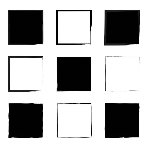 Sketch Brush Squares Geometric Art Vintage Graphic Set Vector Illustration — Stock Vector