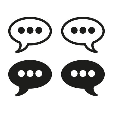 İleti simgeleri. İkona konuş. Diyalog, sohbet konuşma balonu. Bulut simgesi. Sohbet mesaj simgesi. Vektör çizimi. Hisse senedi. EPS 10.