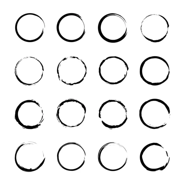 Borstel Cirkels Ronde Vorm Cirkelframe Ingesteld Vector Illustratie Voorraad Afbeelding — Stockvector