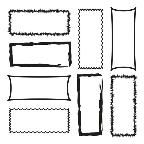 Rectangles Brosse Noire Tache Pinceau Encre Fond Grunge Illustration Vectorielle — Image vectorielle
