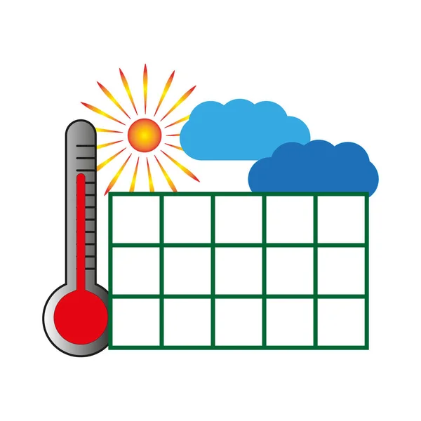 Esquisse Table Des Nuages Soleil Pour Conception Concept Icône Calendrier — Image vectorielle