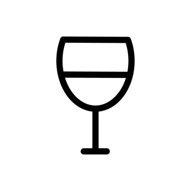Beyaz arka planda şarap bardağı ikonu. Vektör çizimi. Hisse senedi. EPS 10.