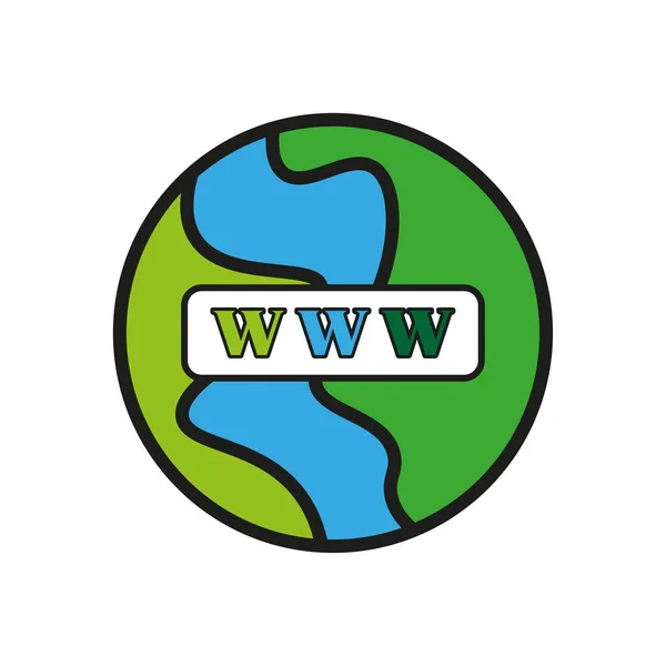 Zelená Země Www Globální Síť Internetová Komunikace Vektorová Ilustrace Obraz — Stockový vektor