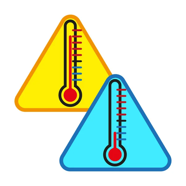 Icône Avec Thermomètres Signe Triangles Autocollant Mise Garde Illustration Vectorielle — Image vectorielle