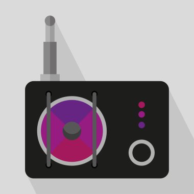 Siyah telsiz alıcısı. Antika anten. Sözcü simgesi. Vektör çizimi. Hisse senedi. 10 saniye..