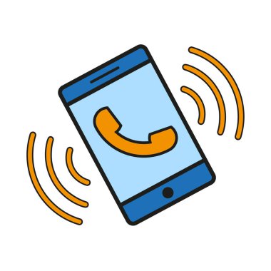 Cep telefonu görüşmesi. Logo tasarımı. Sohbet mesaj simgesi. Sembol ara. İnternet iletişimi. Vektör çizimi. Hisse senedi. EPS 10.