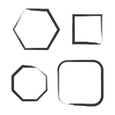 Kareler kareler. El çizimi soyut çerçeve seti. Fotoğraf çerçevesi. Vektör çizimi. Hisse senedi. EPS 10.