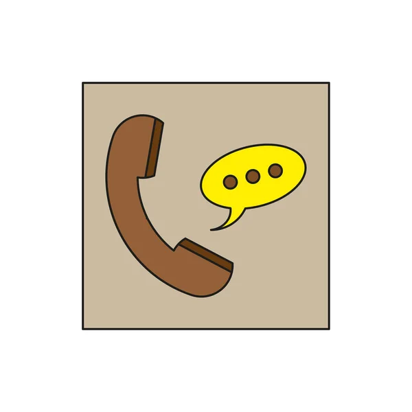 Bouton Avec Téléphone Combiné Message Parler Bulle Panneau Téléphonique Symbole — Image vectorielle