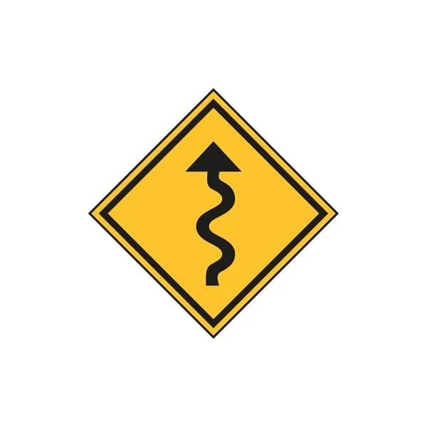 Carretera Sinuosa Señal Atención Ilustración Vectorial Imagen Archivo Eps — Vector de stock