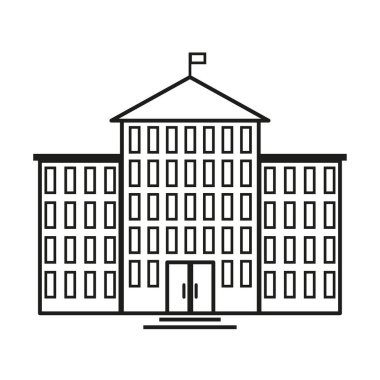 Çağdaş tarzda yüksek binaların simgesi. Bina, şehir. Modern lüks konut dairesi. Vektör çizimi. Stok resmi. EPS 10.