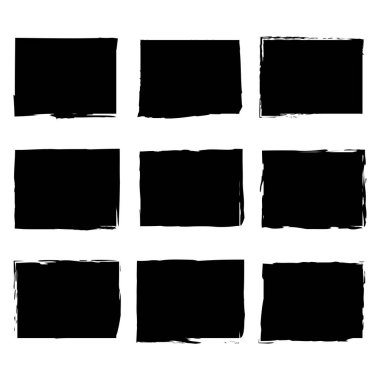 Siyah fırça kareleri klasik tarzda. Boya fırçası lekesi. Vektör çizimi. Stok görüntüsü. EPS 10.