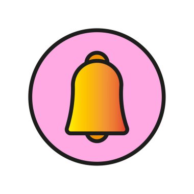 Düz çan dairesi ikonu. Basit düz sembol. Gece gündüz. Zil uyarısı. Sembol ara. Vektör çizimi. Stok görüntüsü. EPS 10.