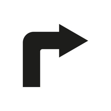 Kara ok sağa dön. Şeffaf arka plan. Vektör çizimi. Stok görüntüsü. EPS 10.