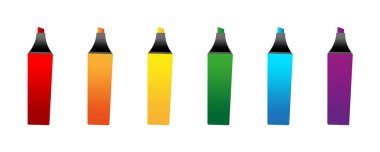 Renkli kalemlerle ayarlanmış. Resim tarzında renkli kalemler. Vektör çizimi. Stok görüntüsü. EPS 10.