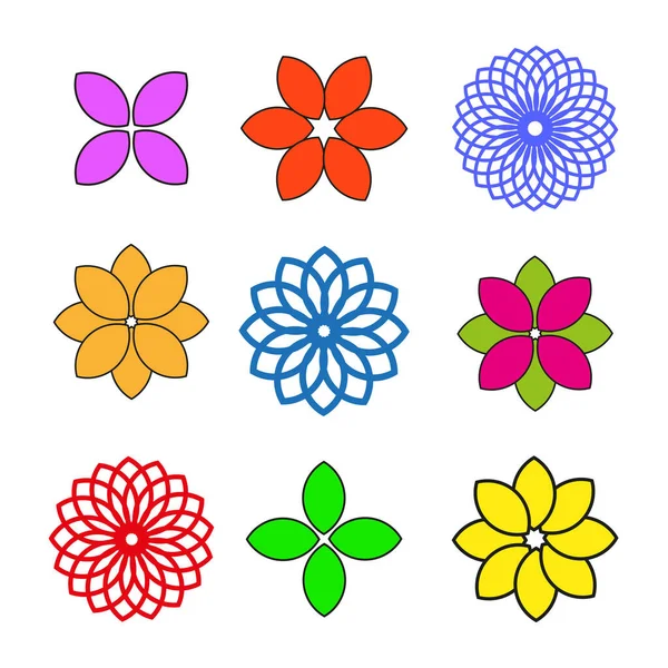 Verschiedene Farbige Blumen Vektorillustration Aktienbild Eps — Stockvektor