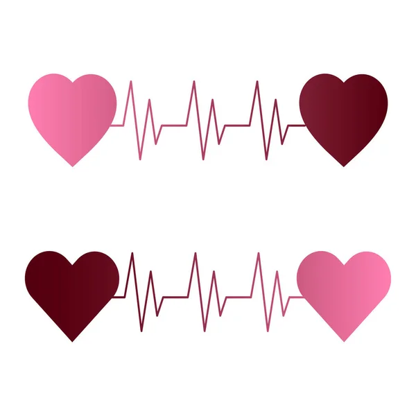 Duas Linhas Cardíacas Cardio Saúde Ícone Médico Coração Vermelho Ilustração — Vetor de Stock