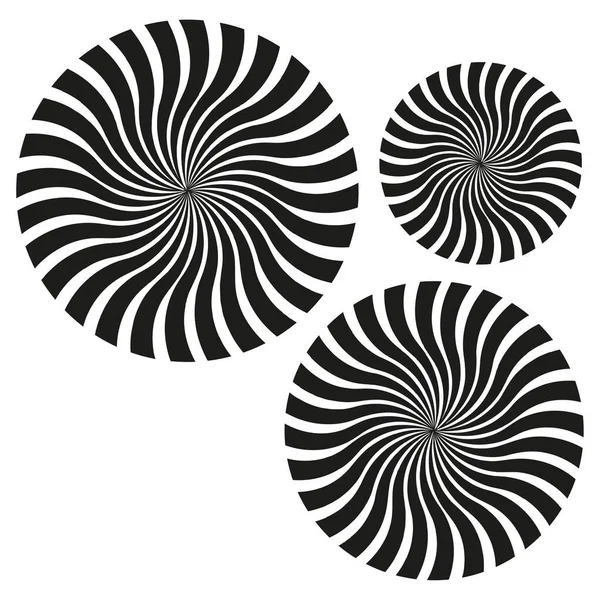 Siyah Spiral Bobinler Döndürme Seti Soyut Geometrik Sanat Çizgisi Arkaplanı — Stok Vektör