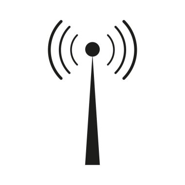 Cep telefonu anteni. Radyo istasyonu sinyali. İnternet iletişimi. Teknoloji konsepti. Vektör çizimi. Stok görüntüsü. EPS 10.