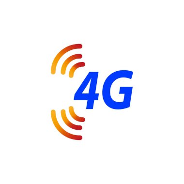 Modern tarzda mavi 4G sinyali. Bilgisayar teknolojisi kavramı. İnternet iletişimi. Vektör çizimi. Stok görüntüsü. EPS 10.