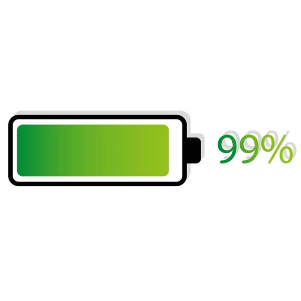 Bateria Verde Bateria Verde Por Cento Fundo Metal Ilustração Vetorial —  Vetores de Stock