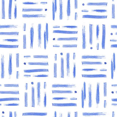 Mavi fırça darbeleriyle suluboya, kusursuz desen. Renkli lekeli el yapımı suluboya doku. Kumaş, kağıt, duvar kağıdı dokusu