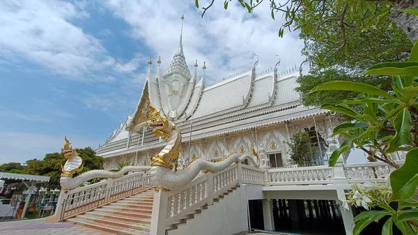 Chachoengsao Thajsko Únor 282022 Bílý Ordinační Sál Hada Král Nagas — Stock fotografie