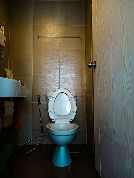 Toilettes Près Cabine Douche Dans Salle Bain Moderne — Photo