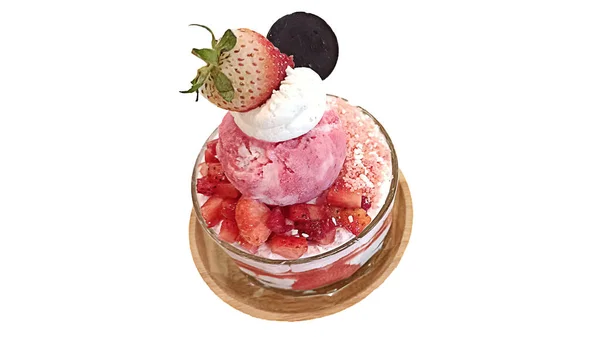 Διακοσμήστε Φράουλα Και Μπισκότα Παγωτό Φράουλα Και Την Ημέρα Του — Φωτογραφία Αρχείου