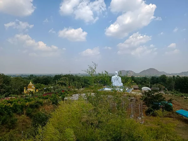 Hoge Hoek Landschap Uitkijkpunt Boeddha Beeld Heuvel Hemel Bij Khao — Stockfoto