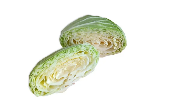 Gesneden Kool Geïsoleerd Witte Achtergrond Brassica Oleracea — Stockfoto