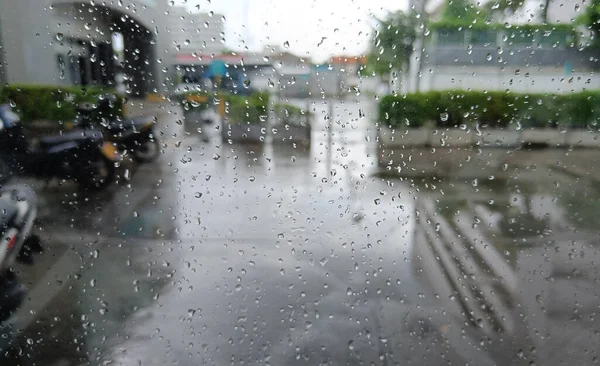 Deszcz Tle Rozmycia Okna Motocykla — Zdjęcie stockowe