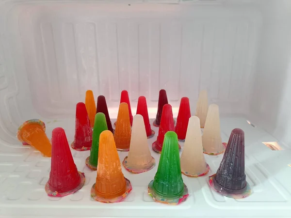 Gelatina Congelada Viene Muchos Colores Tailandés Llaman Pipo —  Fotos de Stock