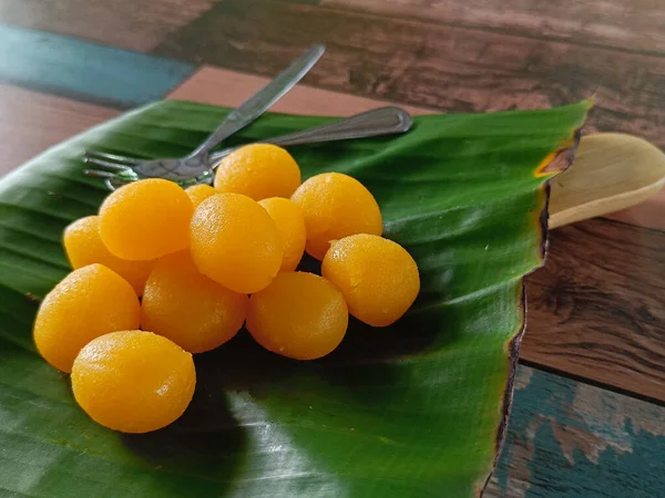 Thong Yod Egg Yolk Tart Uma Antiga Sobremesa Tailandesa Laranja — Fotografia de Stock