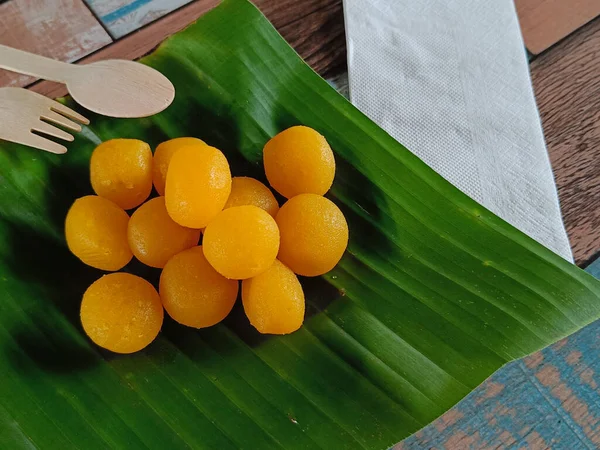 Top View Thong Yod Egg Yolk Tart Ένα Αρχαίο Ταϊλανδέζικο — Φωτογραφία Αρχείου