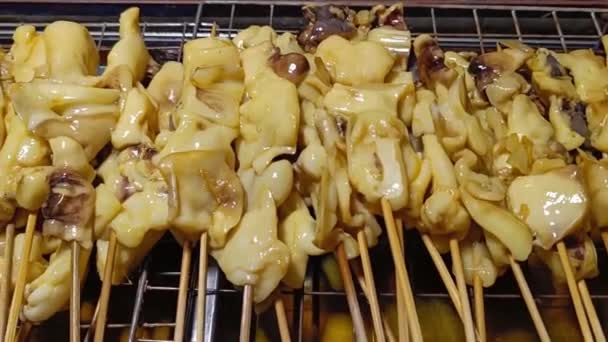 Squid Skewers Thai Street Food Delicious — Stockvideo