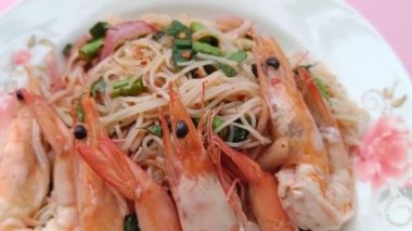 Pirinç Vermicelli Erişte Deniz Ürünleri Baharatlı Salata