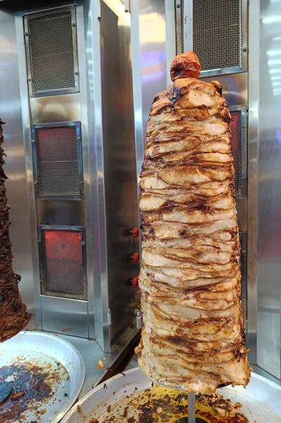 Carne Quente Grelhada Fogão Para Fazer Kebabs Mercado Tailândia Popular — Fotografia de Stock