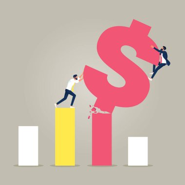 İş kadını artan grafiği zorluyor ve diğer adam düşüyor, iş rekabeti kavramını ortadan kaldırıyor