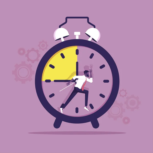 Zakenman Loopt Als Eekhoorn Het Wiel Deadline Stressvolle Taak Time — Stockvector