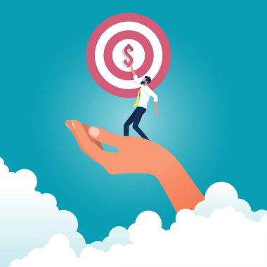 Büyük alkış, iş adamını kaldırıyor ve birlikte çalışmanın sembolü olan amacına ulaşmasına yardım ediyor.