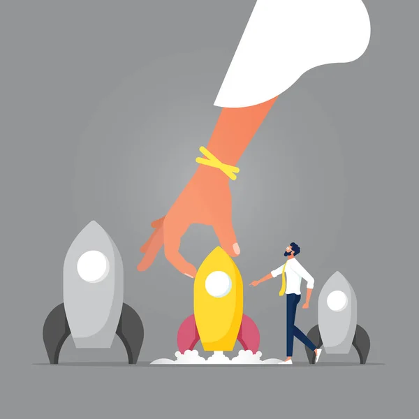 Červená Raketa Jako Vůdce Skupiny Idea Vystupování Davu Rocket Vedení — Stockový vektor